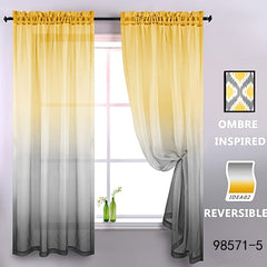 Gradient Sheer Curtains Two Tone Wear Rod Style Home Decor