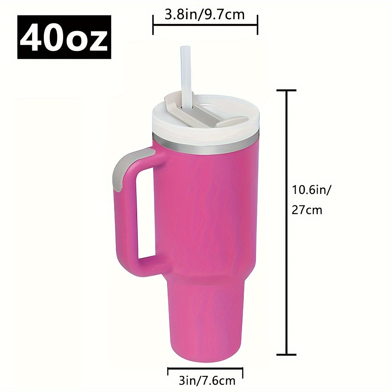 40oz Stainless Steel Insulated Travel Mug with Handle and Straw