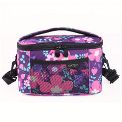 Leopard & Flower Print Women Lunch Bag Insulated Leakproof Cooler Box