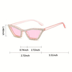 Girl's Rhinestone Inlaid Sunglasses Triangular Cat Eye Sunglasses