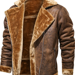 Men's Slim Suede Jacket with Fur