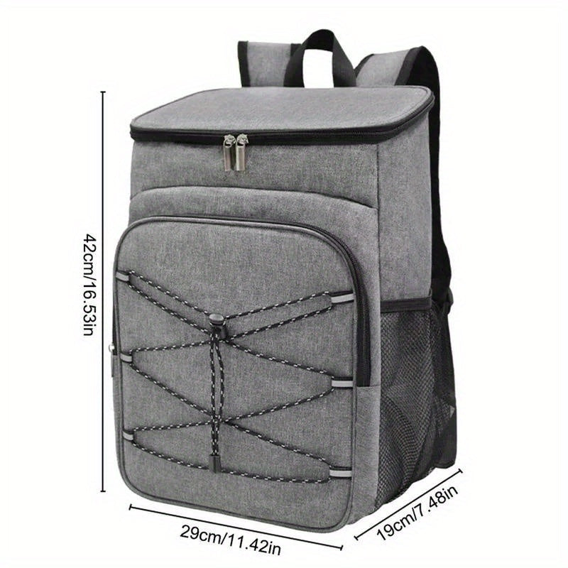 20L Insulated Lunch Backpack Thermal Food Carrier Multiple Compartments Grey Nav