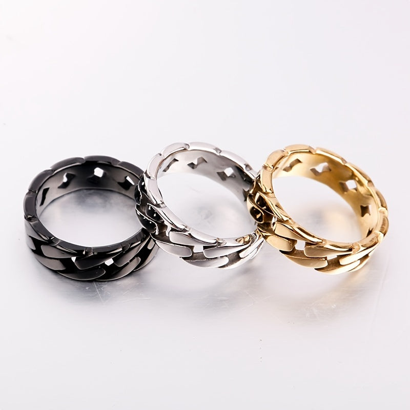 European American Men's Twist Ring Cuban Chain Ring Hip Hop Couple Ring