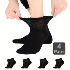4 Pair Bamboo Non-Binding Diabetic Ankle Socks