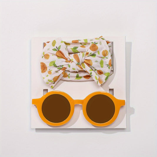 Newborn Baby Headband & Round Sunglasses Set Hair Accessories