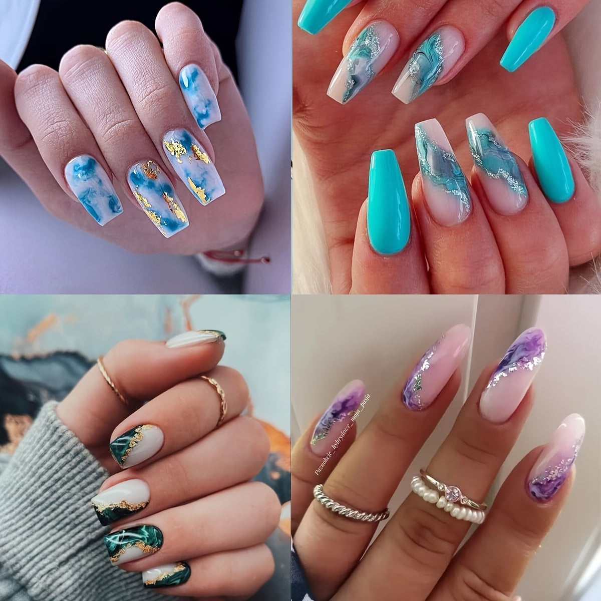 6 Sheets Marble Nail Stickers - Foil Nail Art Decals for DIY Manicure