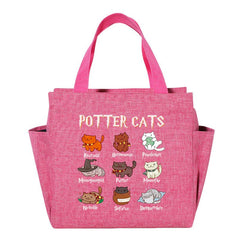 Cartoon Potter Cats Lunch Bag Insulated Oxford Cloth Cooler Box