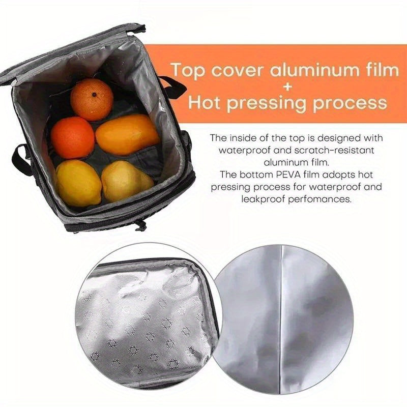 20L Insulated Lunch Backpack Thermal Food Carrier Multiple Compartments Grey Nav
