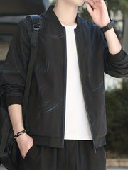 Men's Full Zip Windbreaker Jacket Casual Baseball Coat