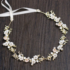 Girls Flower Pearl Headband Tiara Headdress Wedding Hair Accessories Gift