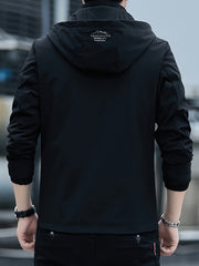 Men's Slim Fit Zippered Hooded Casual Jacket