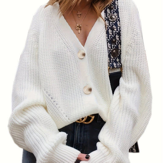 V-Neck Button Cardigan