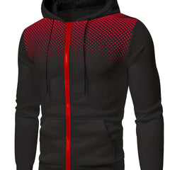 Men's Contrast Hooded Jacket Zip Coat Autumn Winter