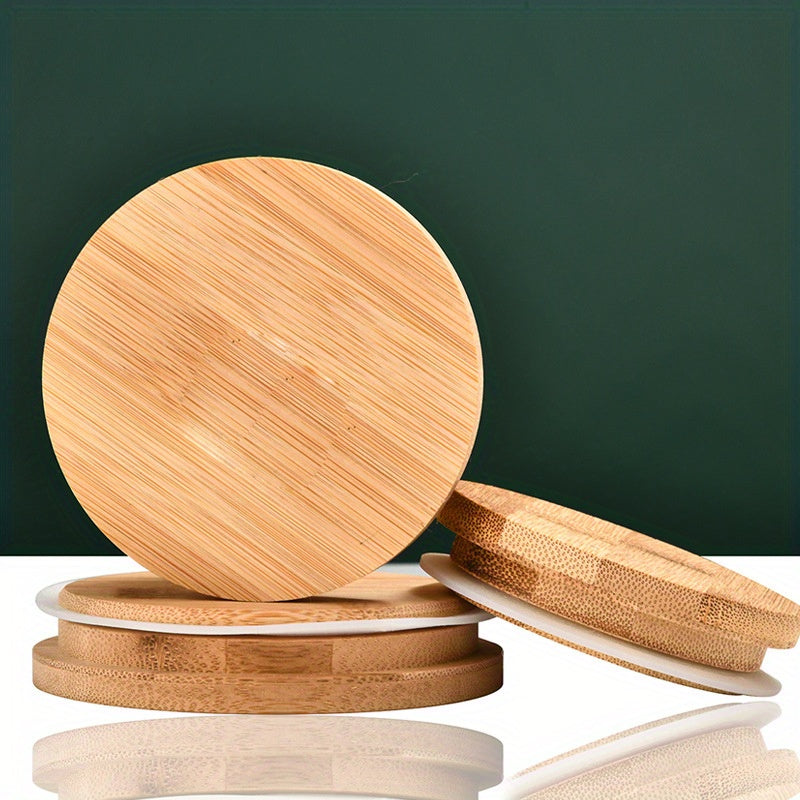 10pcs Reusable Bamboo Oui Lids with Silicone Sealing Rings for Oui Yogurt Jars