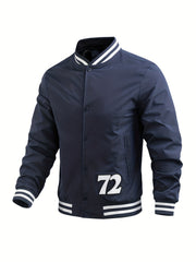 Men's Print Windbreaker Jacket Casual Baseball Collar Coat