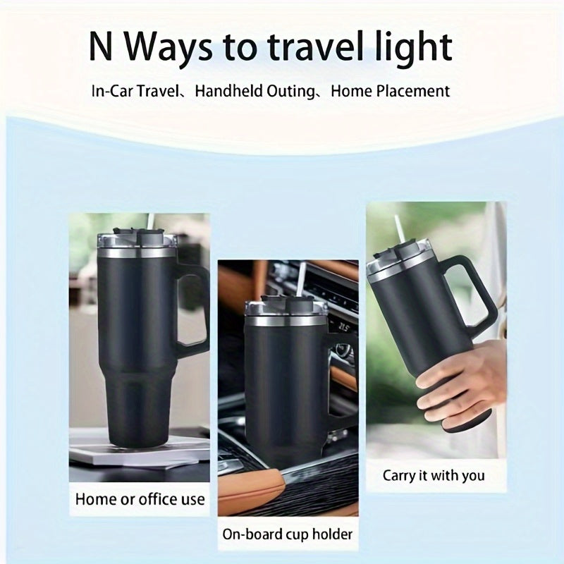 40oz Stainless Steel Travel Cup with Handle - Keeps Drink Cold