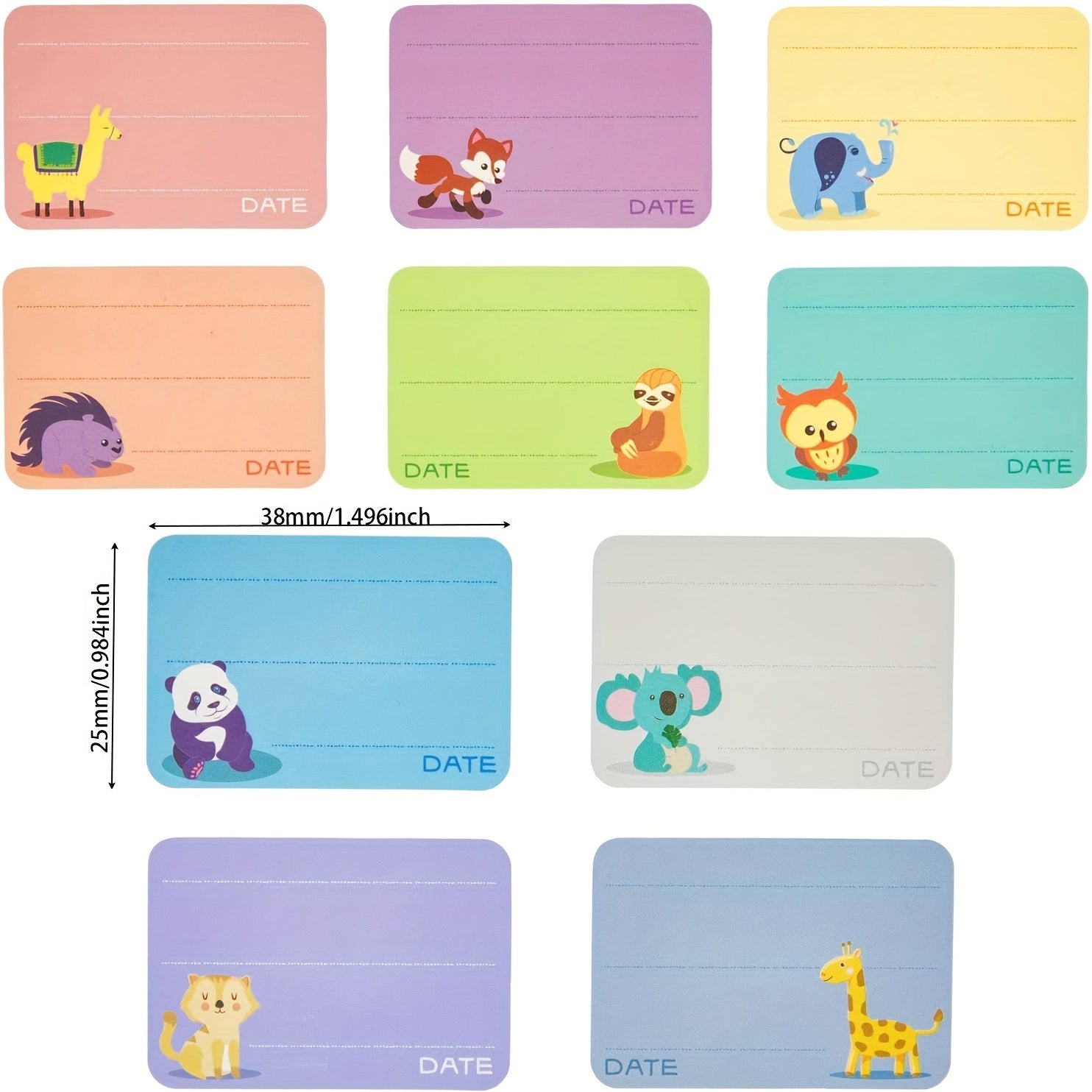 Waterproof Animal Name Stickers for Water Cup, Handwritten Design
