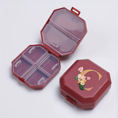 6 Compartment Pill Box C Letter Print Portable Medicine Dispensing Box
