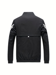 Men's Casual Windbreaker Jacket with Pockets for Outdoor Activities