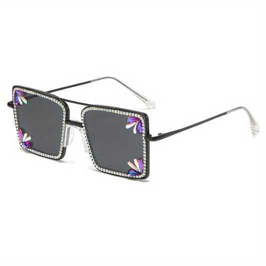 Metal Sunglasses Rhinestone Gradient Glasses UV400