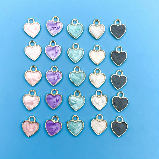 Enamel Heart Shaped Charms Pendants Set for DIY Jewelry Making