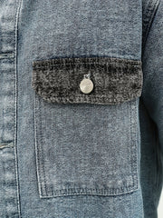 Men's Denim Jacket Lapel Button Up Coat Spring Fall