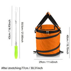 Portable Folding Ice Bucket Cooler Orange Polyester Insulated Picnic Bag