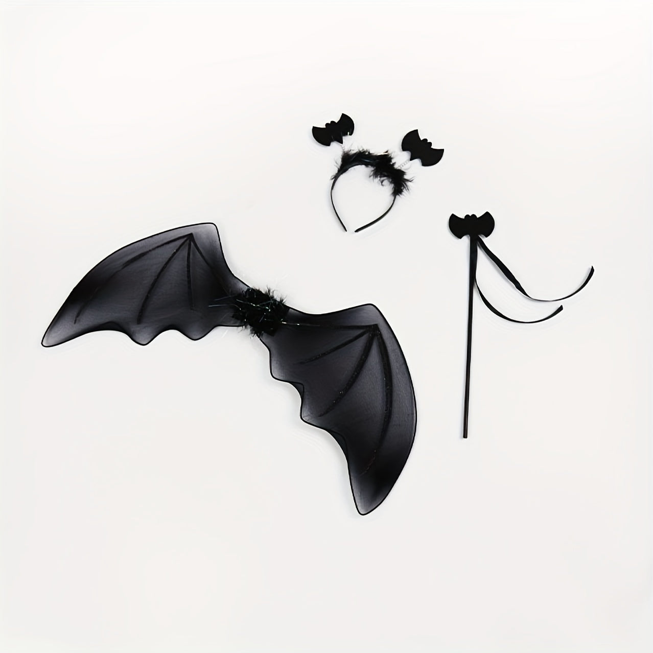 4pcs Halloween Bat Costume Set Puffy Skirt Bat Wings Bat Bandana