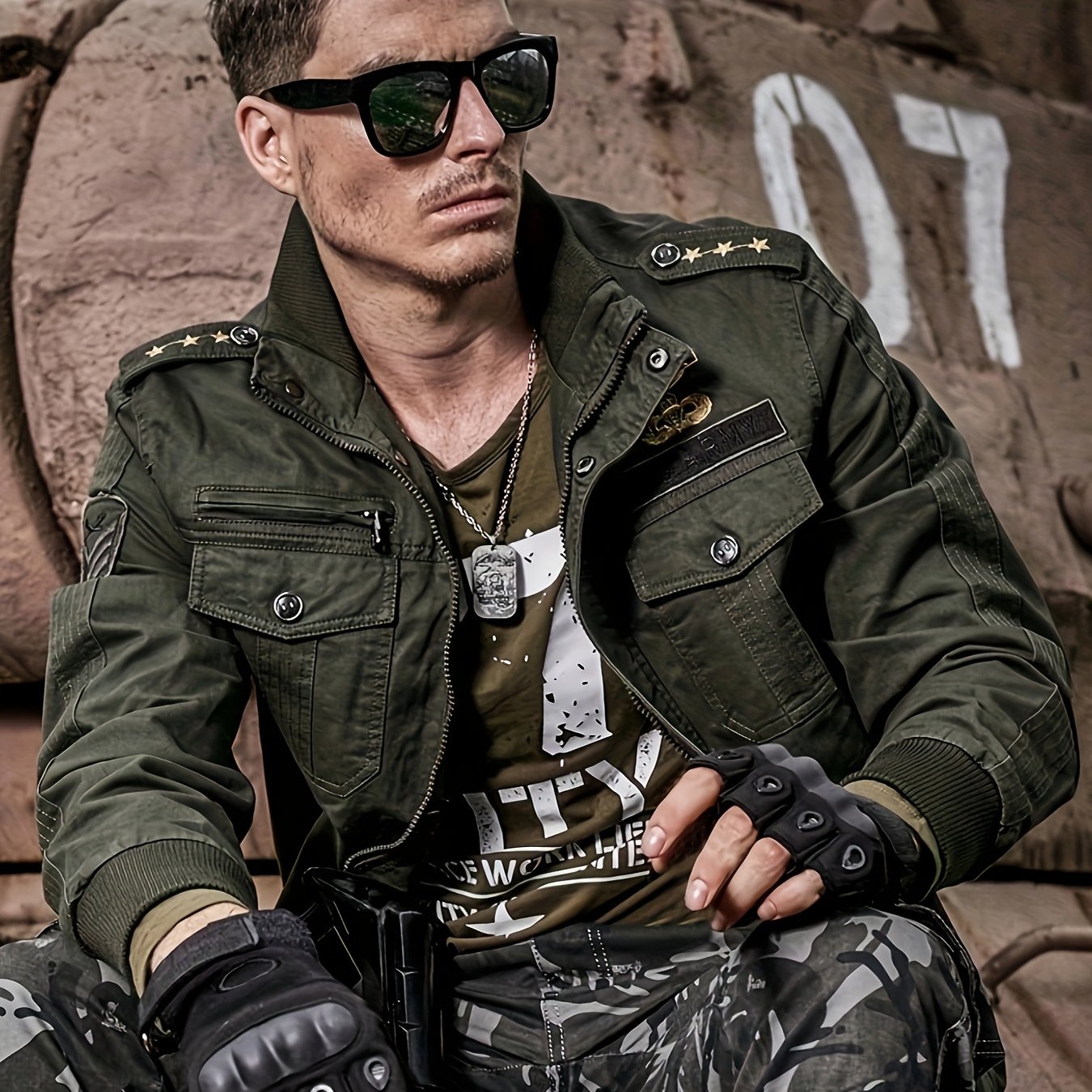 Casual Cotton Cargo Jacket Men's Outdoor