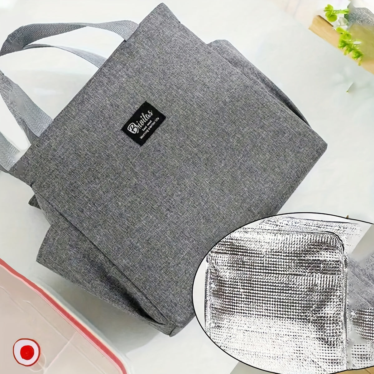 Stylish Insulated Canvas Lunch Bag Floral Print Zip Closure For Work