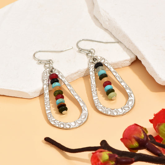Boho Water Drop Vintage Earrings With Colorful Beads