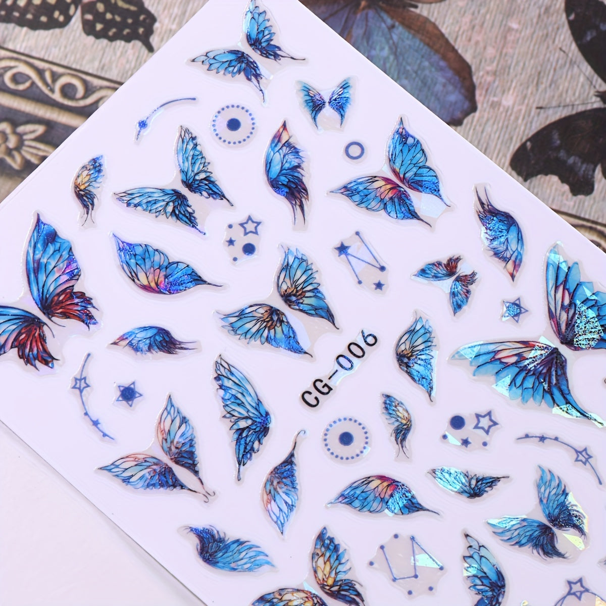 6pcs Butterfly Nail Art Stickers Self Adhesive Shimmering Decals