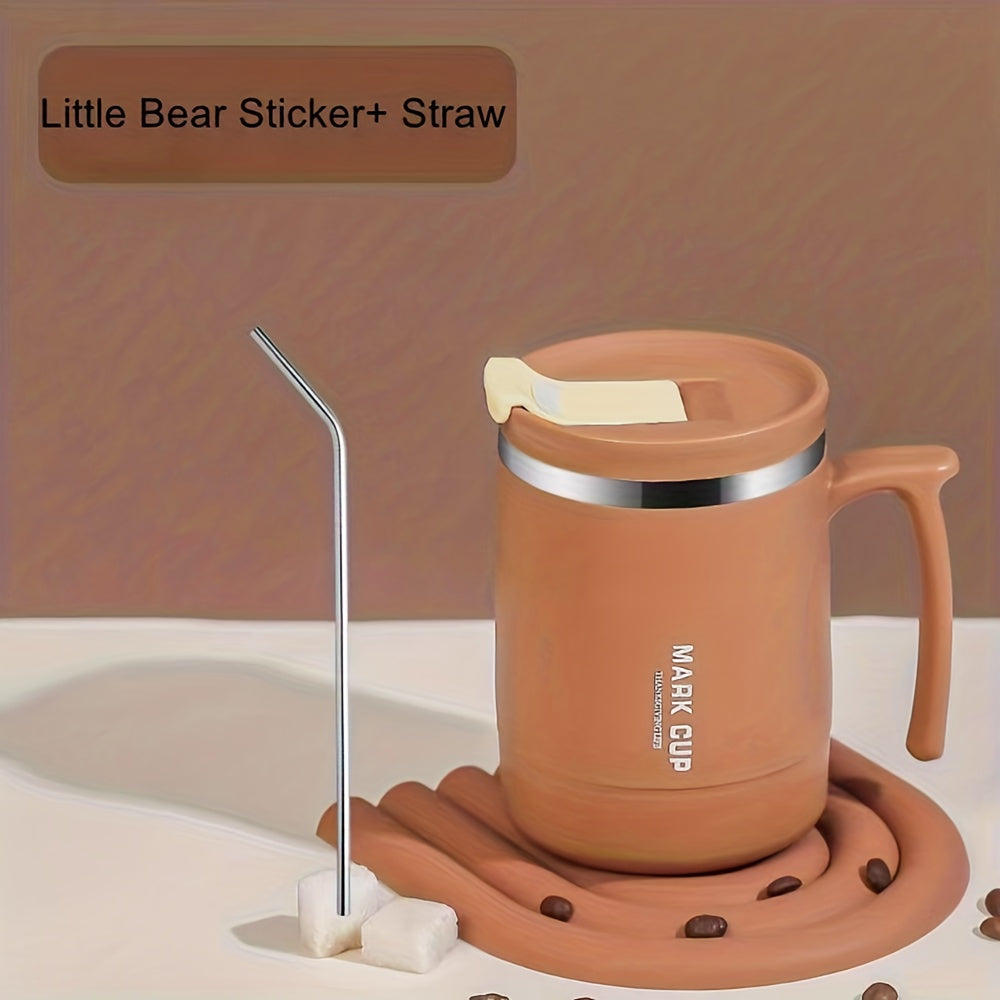 17oz Stainless Steel Travel Coffee Mug with Straw and Lid