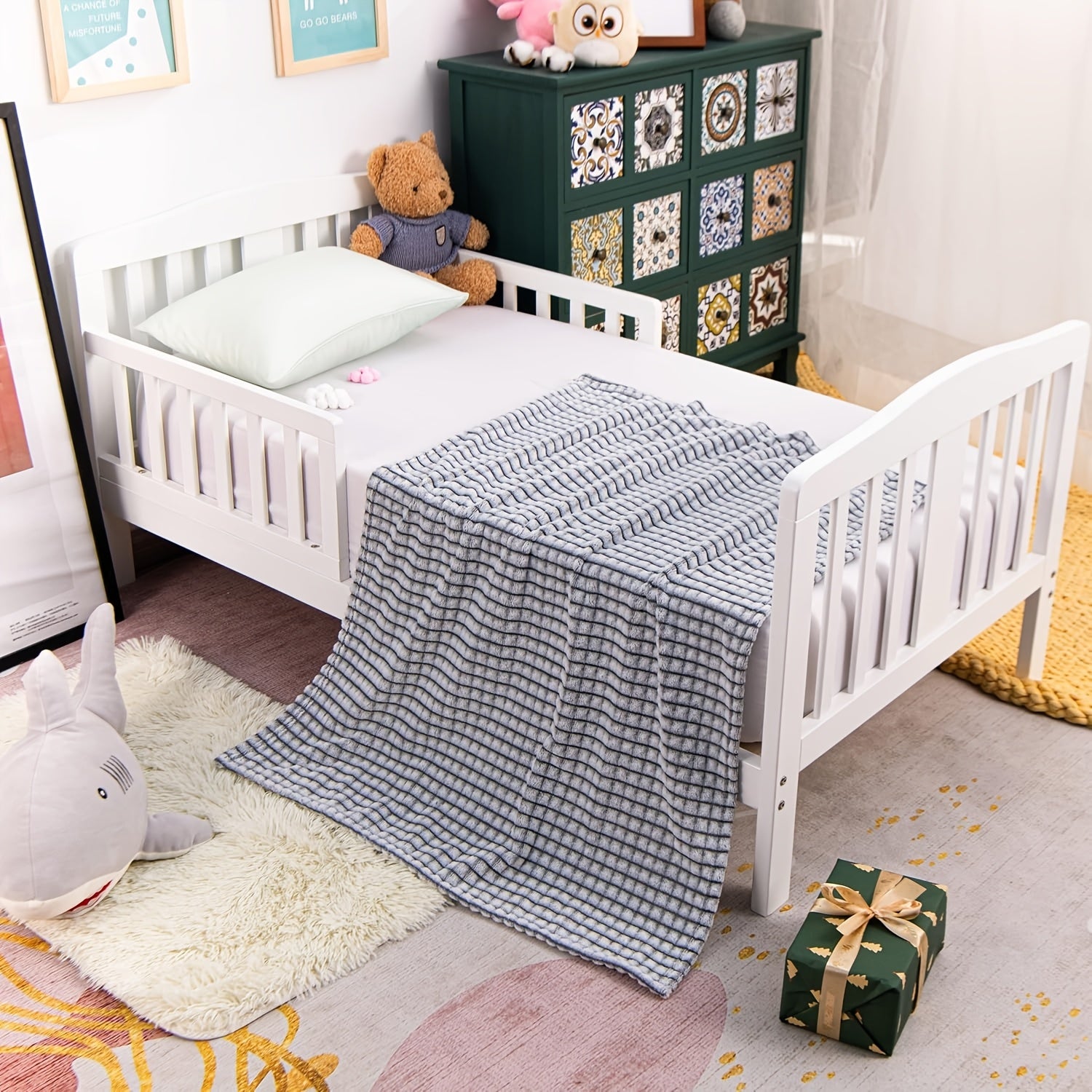 Cozy Plaid Baby Blanket Soft Knit Throw for Newborn Toddler Crib