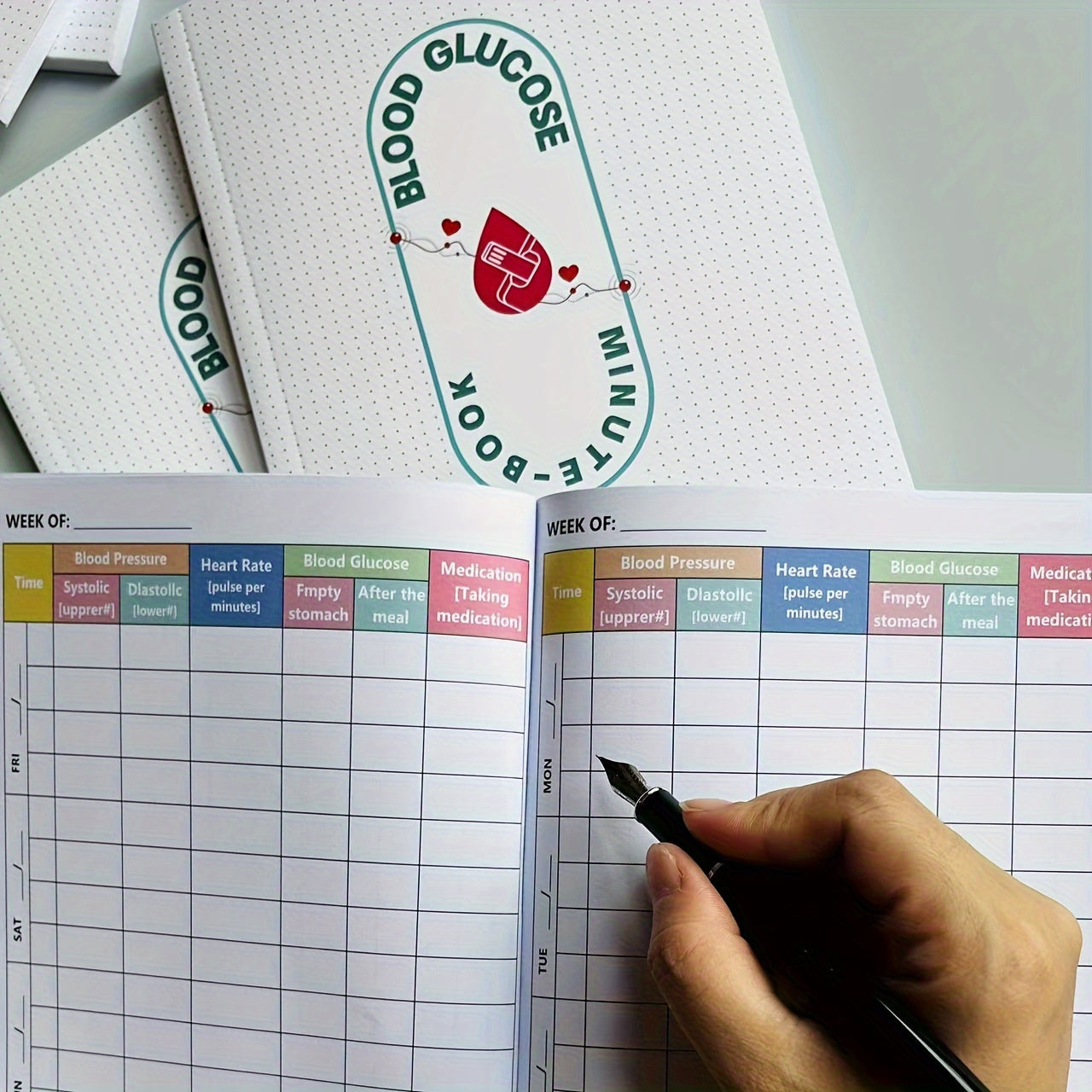 A5 Health Logbook: Blood Glucose, Pressure & Heart Rate