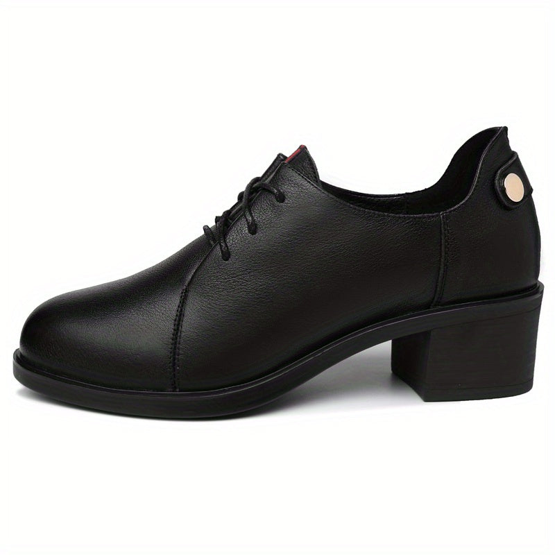 Women's Block Heel Pumps Lace-Up Office Business Mid Heels