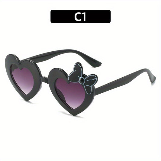 Girls Heart Shape Frame Bowknot Sunglasses for Party