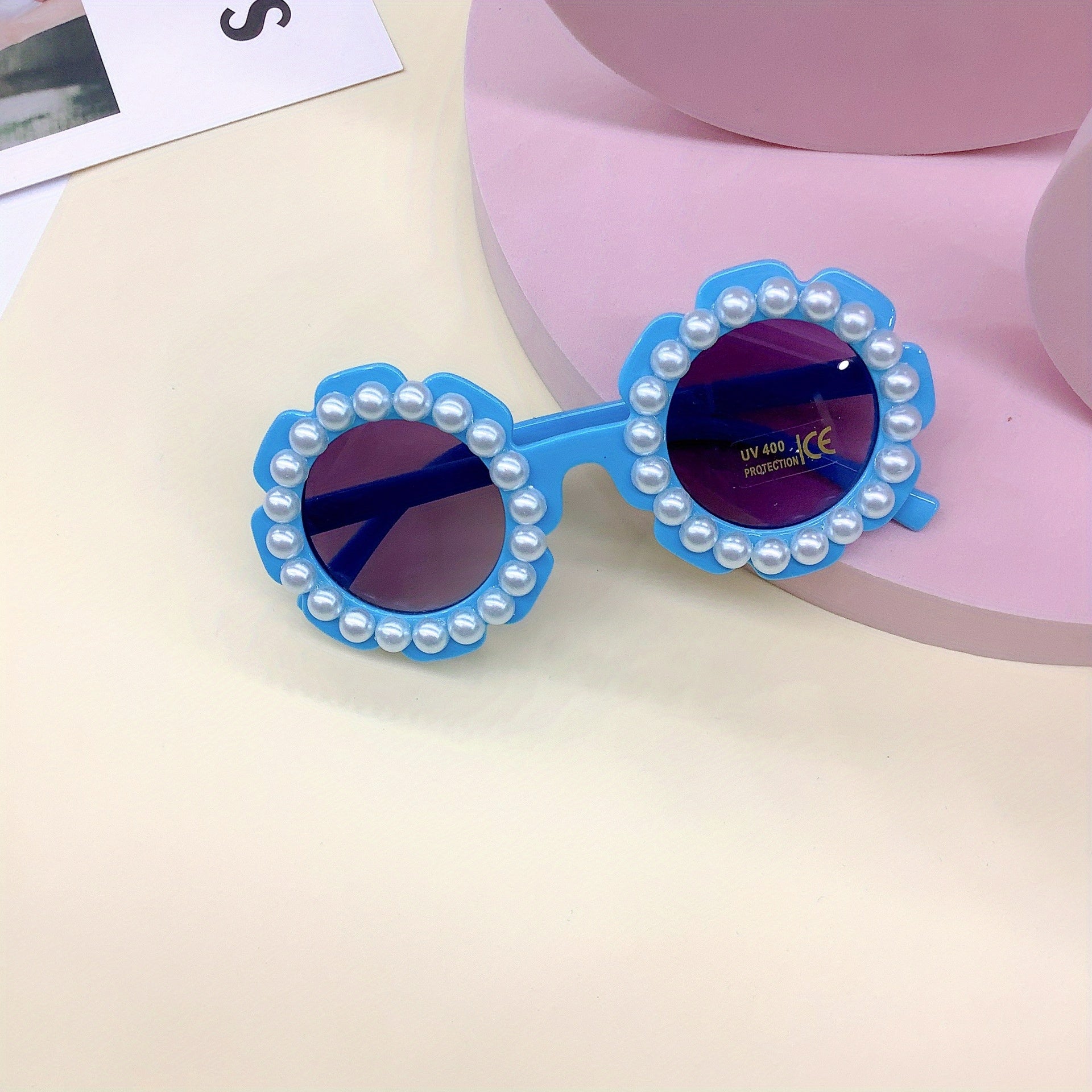 Y2K Flower Frame Faux Pearl Sunglasses UV Protective