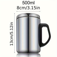 Stainless Steel Insulated Travel Mug with Lid Handle Camping RV Office Gift