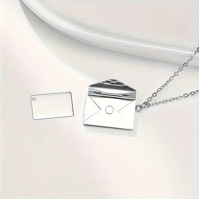 Personalized Name Necklace with Envelope Pendant - Stainless Steel