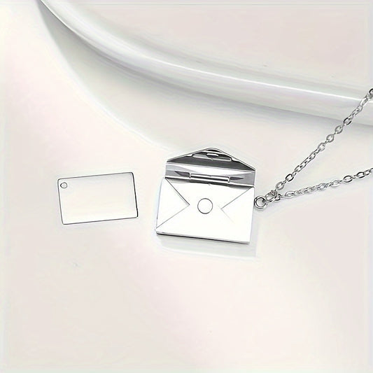 Personalized Name Necklace with Envelope Pendant - Stainless Steel