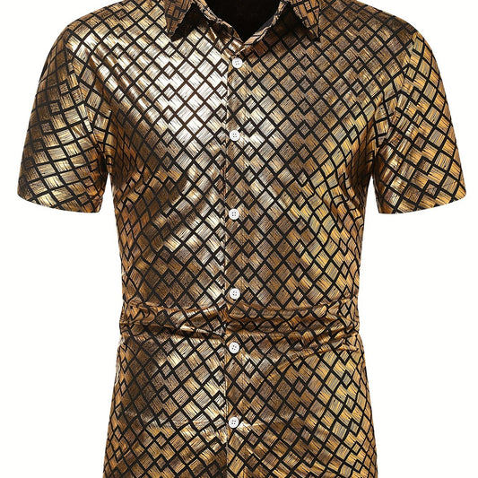 Geometric Print Men's Short Sleeve Shirt for Summer Vacation Resort