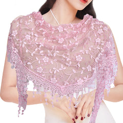 Women's Triangle Scarf With Tassel Lace Shawl