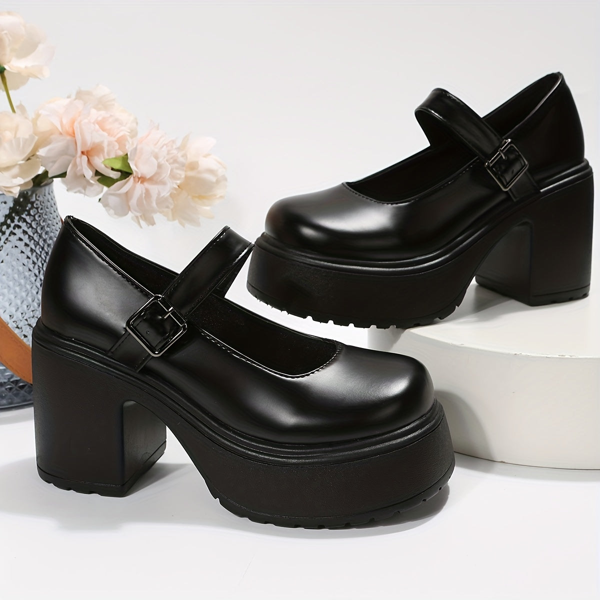 Women's Chunky Heeled Mary Jane Platform High Heels