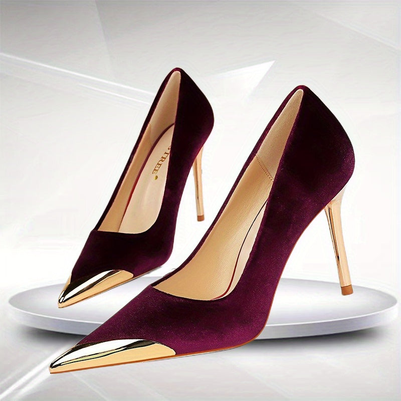 Women's Metal Toe High Heels Stilettos Dress Pumps