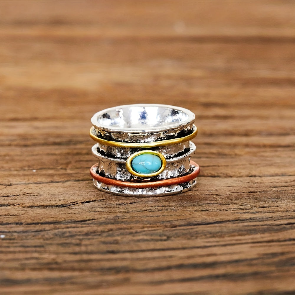 Boho Style Turquoise Band Ring Vintage Finger Accessory for Women & Girls