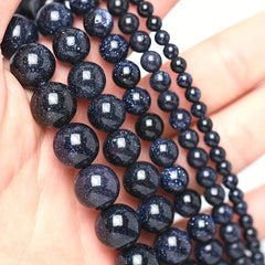 32pcs Natural Starry Sand Round Stone Gemstone for DIY Bracelet Necklace