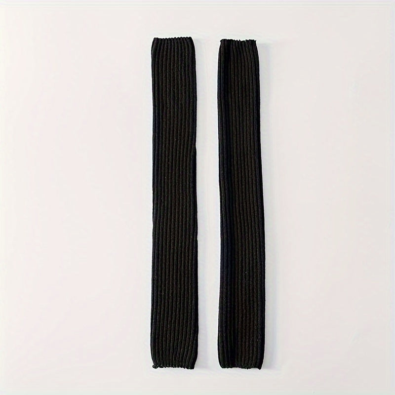 Solid Ribbed Leg Warmers Over Knee Socks Women's Stockings