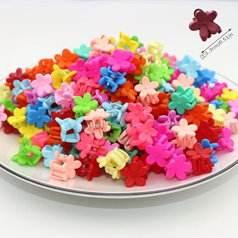 100pcs Y2K Style Flower Hair Clips Mini Hair Edge Clips for Baby Girls