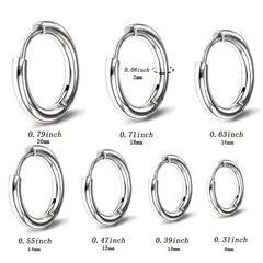 Titanium Steel Hoop Earrings Set for Men Women